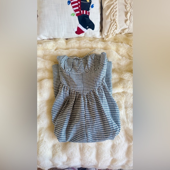 Reformation Balia Linen Dress In Slate Check, brand new, never worn, no flaws. - Picture 16 of 16